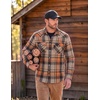 COOFANDY Mens Plaid Flannel Shirts Long Sleeve Western Pearl Snap Shirts Fall Button Down Shirt for Men(Orange Grey)