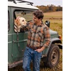 COOFANDY Mens Plaid Flannel Shirts Long Sleeve Western Pearl Snap Shirts Fall Button Down Shirt for Men(Orange Grey)