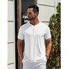 COOFANDY Men’s T Shirts Henley Shirts Short Sleeve Casual Shirts for Men(All White)