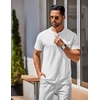 COOFANDY Men’s T Shirts Henley Shirts Short Sleeve Casual Shirts for Men(All White)