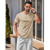 COOFANDY Men’s T Shirts Henley Shirts Short Sleeve Casual Shirts for Men(Coffee)