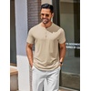COOFANDY Men’s T Shirts Henley Shirts Short Sleeve Casual Shirts for Men(Coffee)