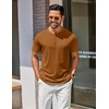 COOFANDY Men’s T Shirts Henley Shirts Short Sleeve Casual Shirts for Men(Light Brown)