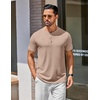 COOFANDY Men’s T Shirts Henley Shirts Short Sleeve Casual Shirts for Men(Light Khaki)