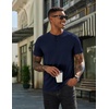 COOFANDY Men’s T Shirts Henley Shirts Short Sleeve Casual Shirts for Men(Navy Blue & Black)