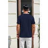 COOFANDY Men’s T Shirts Henley Shirts Short Sleeve Casual Shirts for Men(Navy Blue & Black)