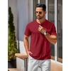 COOFANDY Men’s T Shirts Henley Shirts Short Sleeve Casual Shirts for Men(Wine Red)