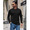 COOFANDY Mens Thermal T Shirts Long Sleeve Fleece Lined Tee Casual Soft Top(All Black)