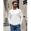 COOFANDY Mens Thermal T Shirts Long Sleeve Fleece Lined Tee Casual Soft Top(All White)