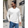 COOFANDY Mens Thermal T Shirts Long Sleeve Fleece Lined Tee Casual Soft Top(All White)