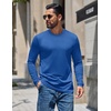 COOFANDY Mens Thermal T Shirts Long Sleeve Fleece Lined Tee Casual Soft Top(Blue)