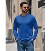 COOFANDY Mens Thermal T Shirts Long Sleeve Fleece Lined Tee Casual Soft Top(Blue)