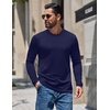 COOFANDY Mens Thermal T Shirts Long Sleeve Fleece Lined Tee Casual Soft Top(Navy Blue)