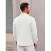 COOFANDY Polo Shirts for Men Heavyweight Cotton V Neck Long Sleeve(All White)