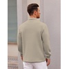 COOFANDY Polo Shirts for Men Heavyweight Cotton V Neck Long Sleeve(Beige)