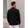 COOFANDY Polo Shirts for Men Heavyweight Cotton V Neck Long Sleeve(Black)