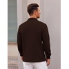 COOFANDY Polo Shirts for Men Heavyweight Cotton V Neck Long Sleeve(Brown)