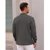 COOFANDY Polo Shirts for Men Heavyweight Cotton V Neck Long Sleeve(Dark Grey)