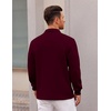 COOFANDY Polo Shirts for Men Heavyweight Cotton V Neck Long Sleeve(Dark Red)