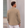 COOFANDY Polo Shirts for Men Heavyweight Cotton V Neck Long Sleeve(Khaki)