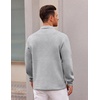 COOFANDY Polo Shirts for Men Heavyweight Cotton V Neck Long Sleeve(Light Grey)