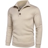 COOFANDY Men’s Casual Pullover Sweater Quarter Button Fleece Sweatshirt Knitted Thermal Sweaters(Apricot)