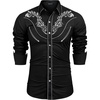 COOFANDY Men’s Cowboy Shirtss Embroidered Rose Design Shirts Western Long Sleeve Button Down Shirts(Black)
