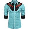 COOFANDY Men’s Cowboy Shirtss Embroidered Rose Design Shirts Western Long Sleeve Button Down Shirts(Blue (Retro Rose))