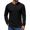 COOFANDY Mens Henley Shirts Long Sleeve Button T Shirts Casual Pullover Tee(Black)