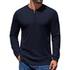 COOFANDY Mens Henley Shirts Long Sleeve Button T Shirts Casual Pullover Tee(Navy Blue)