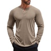 COOFANDY Men’s Henley Shirts Long Sleeve Button T-Shirt Lightweight Fashion Casual Pullover Shirt(Dark Khaki)