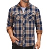 COOFANDY Mens Lightweight Flannel Long Sleeve Casual Work Plaid Shirts(A Plaid-navy Khaki Plaid)