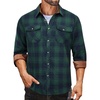 COOFANDY Mens Lightweight Flannel Long Sleeve Casual Work Plaid Shirts(Plaid-green)