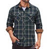 COOFANDY Mens Lightweight Flannel Long Sleeve Casual Work Plaid Shirts(Plaid-navy & Green & Brown)