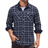 COOFANDY Mens Lightweight Flannel Long Sleeve Casual Work Plaid Shirts(Plaid-navy Blue & White)