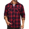 COOFANDY Mens Lightweight Flannel Long Sleeve Casual Work Plaid Shirts(Plaid-red)