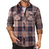 COOFANDY Mens Lightweight Flannel Long Sleeve Casual Work Plaid Shirts(Plaid-vibrant Orange)