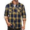 COOFANDY Mens Lightweight Flannel Long Sleeve Casual Work Plaid Shirts(Plaid-yellow Navy Plaid)
