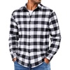 COOFANDY Mens Lightweight Flannel Shirt Long Sleeve Plaid Shirt with Pocket(Black)