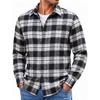 COOFANDY Mens Lightweight Flannel Shirt Long Sleeve Plaid Shirt with Pocket(Black White)