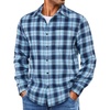 COOFANDY Mens Lightweight Flannel Shirt Long Sleeve Plaid Shirt with Pocket(Blue)