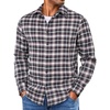 COOFANDY Mens Lightweight Flannel Shirt Long Sleeve Plaid Shirt with Pocket(Blue White)