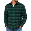 COOFANDY Mens Lightweight Flannel Shirt Long Sleeve Plaid Shirt with Pocket(Dark Green)
