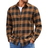 COOFANDY Mens Lightweight Flannel Shirt Long Sleeve Plaid Shirt with Pocket(Khaki)