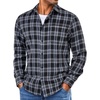 COOFANDY Mens Lightweight Flannel Shirt Long Sleeve Plaid Shirt with Pocket(Navy Blue)