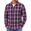COOFANDY Mens Lightweight Flannel Shirt Long Sleeve Plaid Shirt with Pocket(Pink)