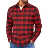 COOFANDY Mens Lightweight Flannel Shirt Long Sleeve Plaid Shirt with Pocket(Red)
