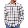 COOFANDY Mens Lightweight Flannel Shirt Long Sleeve Plaid Shirt with Pocket(White)