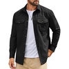 COOFANDY Men’s Long Sleeve Button Down Work Shirt with Flap Pockets(Black)