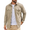 COOFANDY Men’s Long Sleeve Button Down Work Shirt with Flap Pockets(Light Brown)